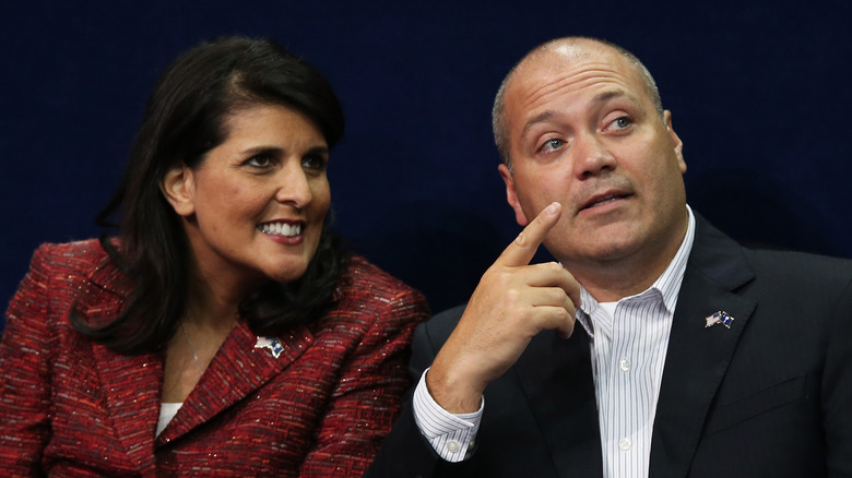 Nikki Haley laughs with Michael Haley