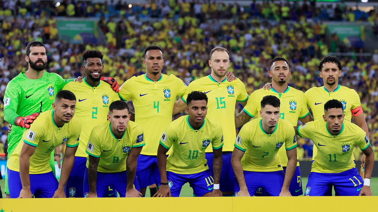 Brazil's soccer team posing