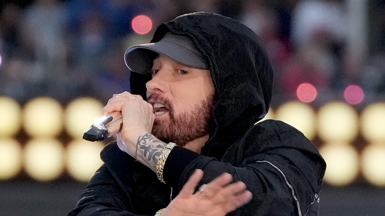 Eminem performing at Super Bowl halftime show