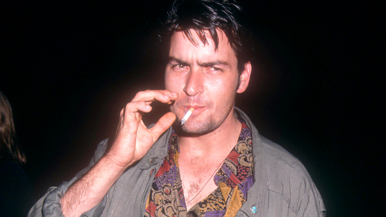 Charlie Sheen smoking