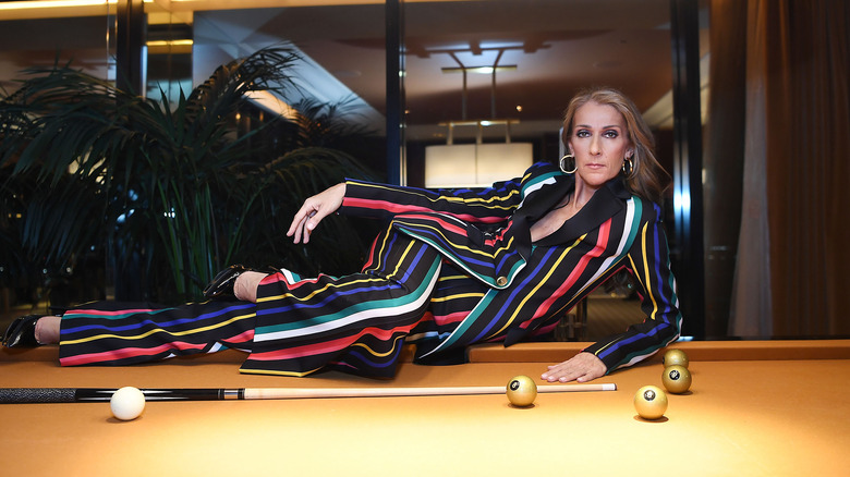 Celine Dion pool table stripes 