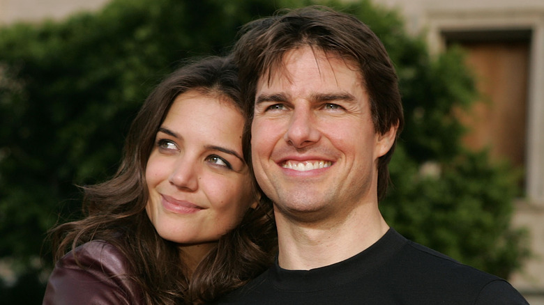 Katie Holmes and Tom Cruise, posing togethe