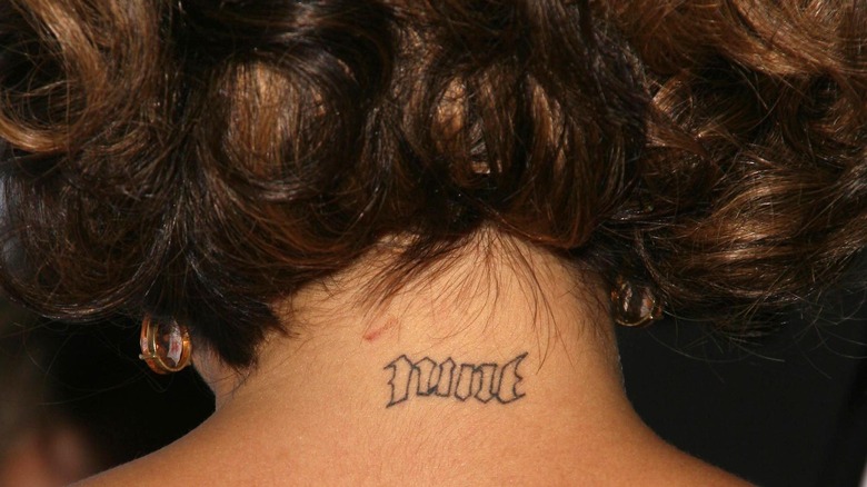 Eva Longoria's neck tattoo