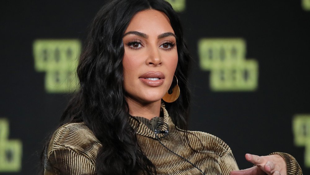 Kim Kardashian West of 'The Justice Project' speaks onstage during the 2020 Winter TCA Tour