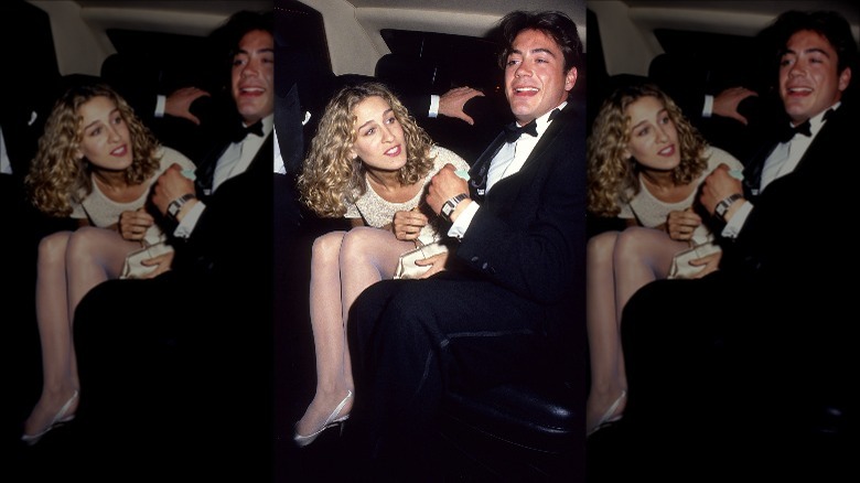 Sarah Jessica Parker and Robert Downey Jr. in a car