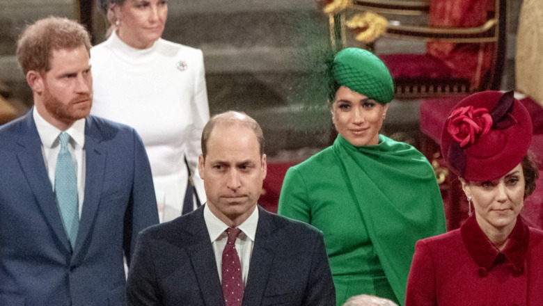 Prince Harry, Prince William, Meghan Markle, and Kate Middleton looking tense