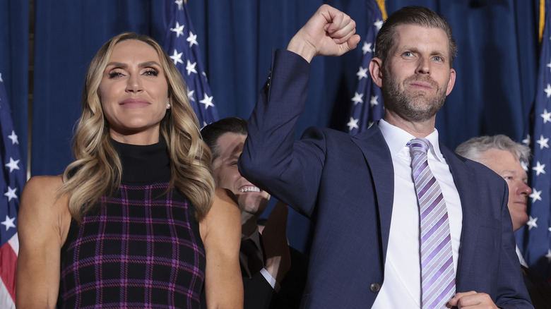 Lara smiling Eric Trump pumping fist