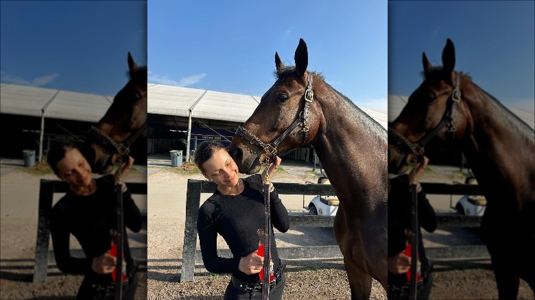 Bella Hadid hugs horse