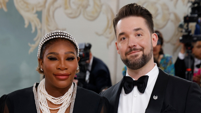 Serena Williams and Alexis Ohanian pose at the Met in 2023