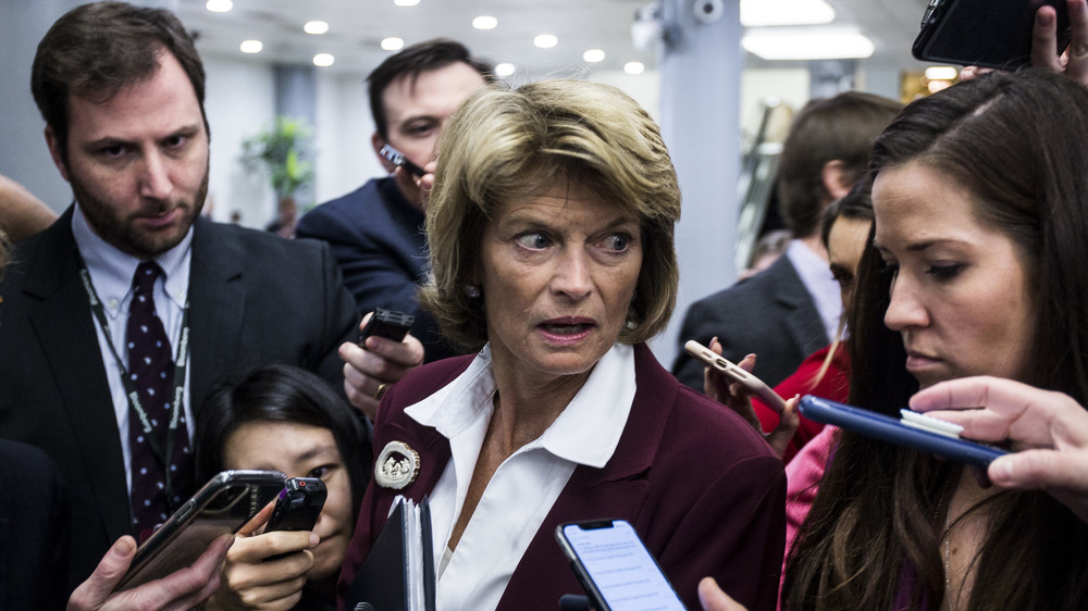 Lisa Murkowski (R-AK) leaves a closed-door Senate Republican caucus meeting after the Senate adjourned for the day during the Senate impeachment trial at the U.S. Capitol on January 28, 2020 in Washington, DC. U.S.