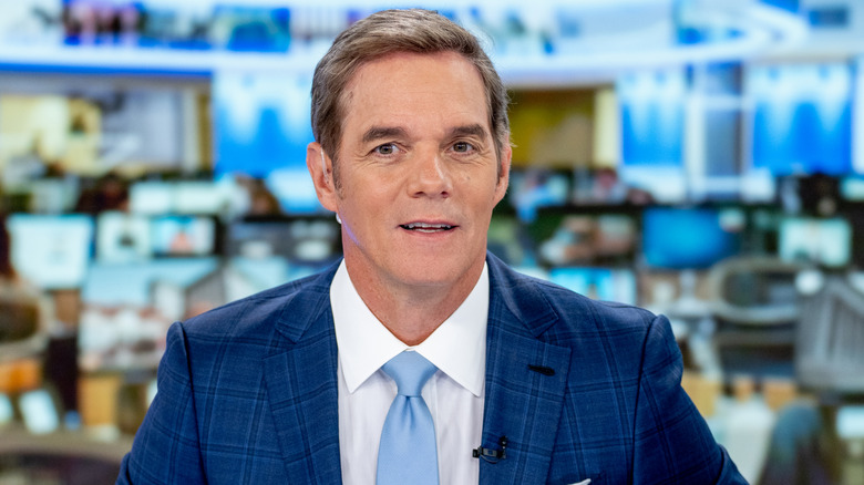 Bill Hemmer speaking to cameras while shooting "America's Newsroom."