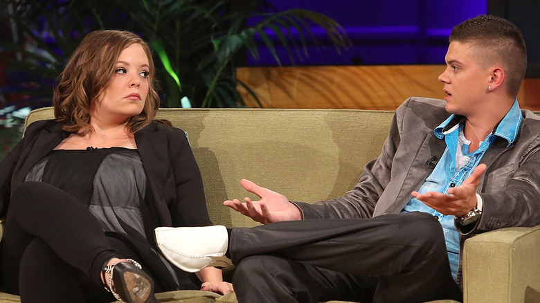 Catelynn Lowell and Tyler Baltierra on a sofa