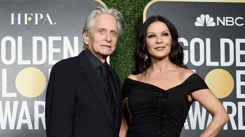 Catherine Zeta-Jones and Michael Douglas smile 