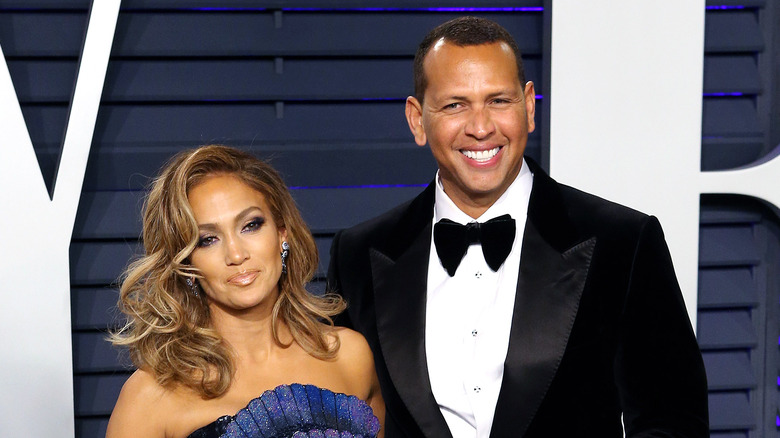 Alex Rodriguez and Jennifer Lopez pose together