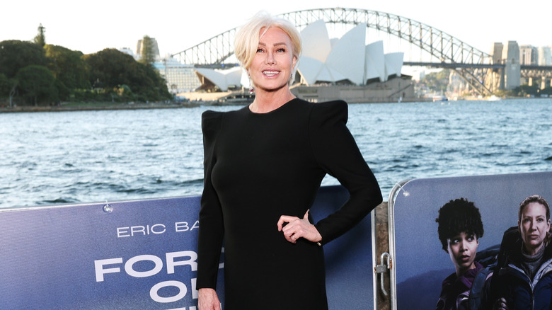 Deborra-Lee Furness posing in front of Sydney Opera House