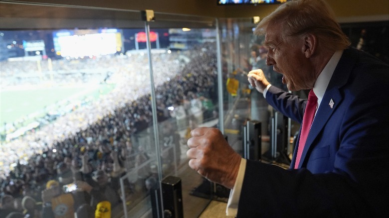 Donald Trump attends the Steelers vs Jets game in Latrobe, PA (2024)