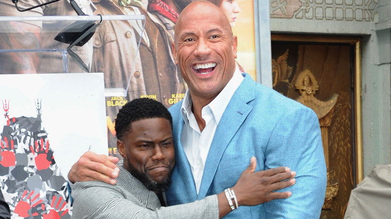 The Rock Kevin Hart hugging