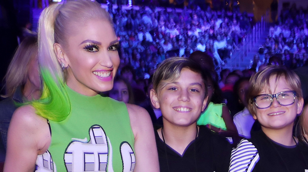 Gwen Stefani smiling with her kids