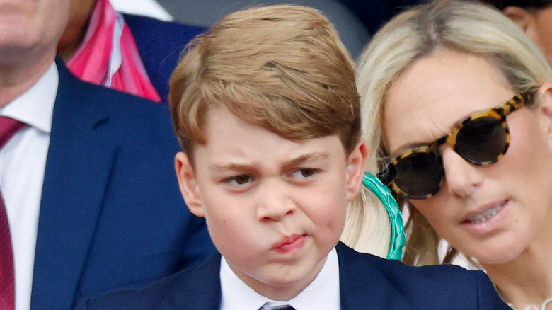 Prince George pulling funny face in close-up