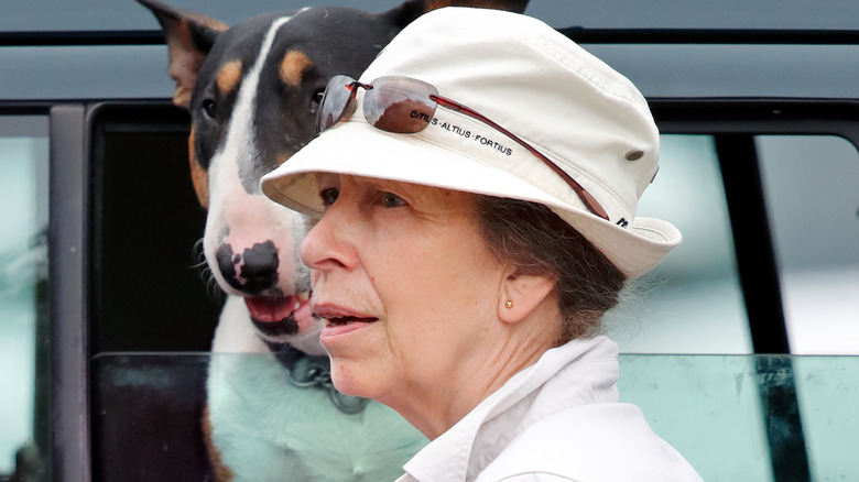 Princess Anne posing with her dog 