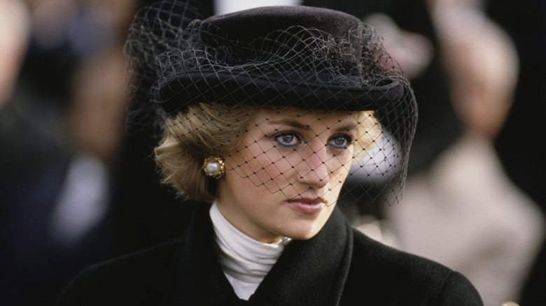 Princess Diana looking mournful