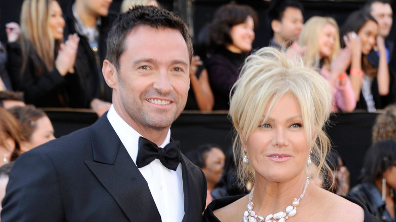 Hugh Jackman and Deborra-lee Furness smiling