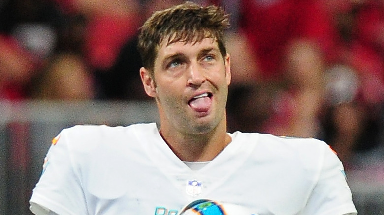 Jay Cutler sticking out his tongue