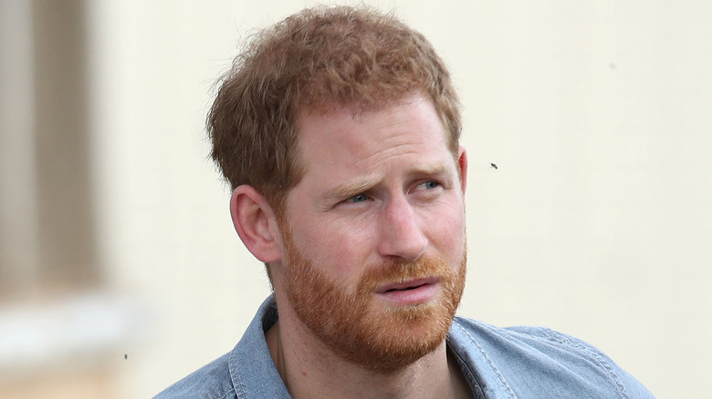 Prince Harry with furrowed brow