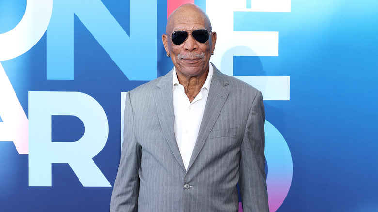 Morgan Freeman wearing sunglasses