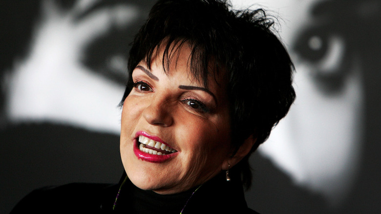 Liza Minnelli posing in pink lipstick