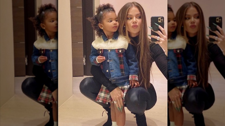 Khloe Kardashian and daughter True taking selfie 