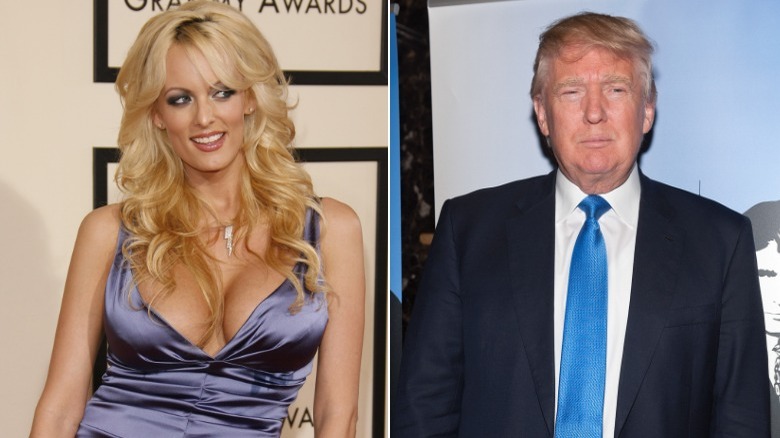 Stormy Daniels and Donald Trump on red carpets