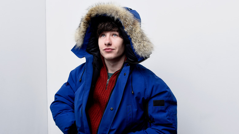 Barry Keoghan wears a winter jacket