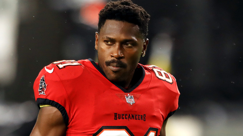 Antonio Brown on field in Buccaneers jersey