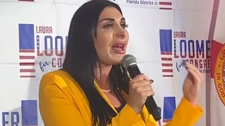 Laura Loomer giving a speech