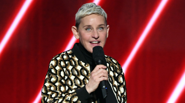 Ellen DeGeneres red background