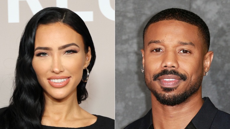 Split image featuring close-ups of Bre Tiesi and Michael B. Jordan