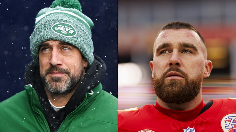 Aaron Rodgers Travis Kelce side by side