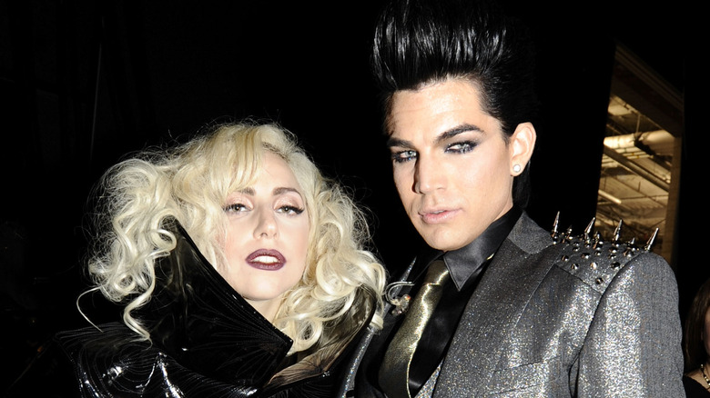 Lady Gaga, Adam Lambert posing