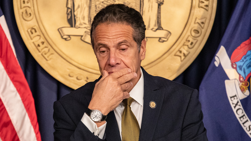 Andrew Cuomo speaking at a press conference 