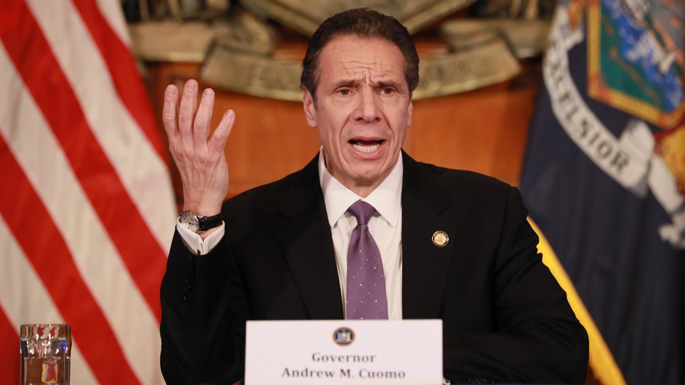 Andrew Cuomo at a press conference