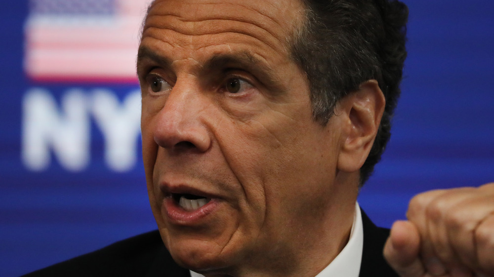 Andrew Cuomo speaking at a press conference 