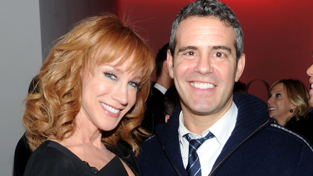 Kathy Griffin and Andy Cohen smiling