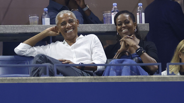 Barack and Michelle Obama smiling