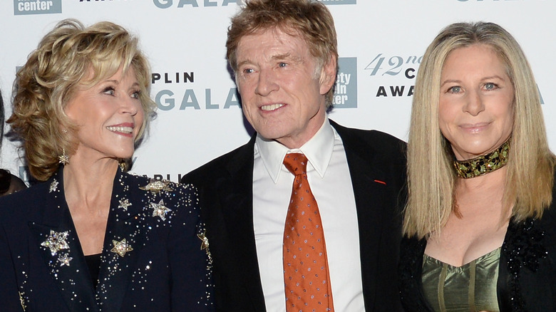 Jane Fonda, Robert Redford and Barbra Streisand, all smiling