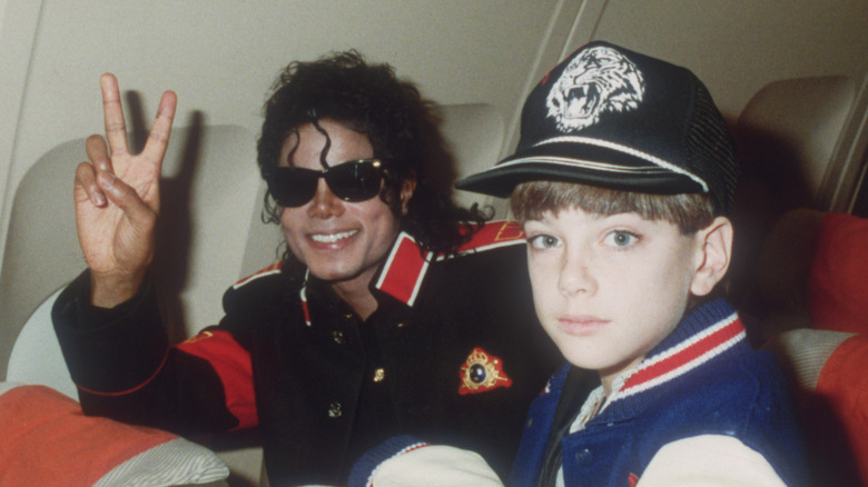 Michael Jackson and James Safechuck on a private plane