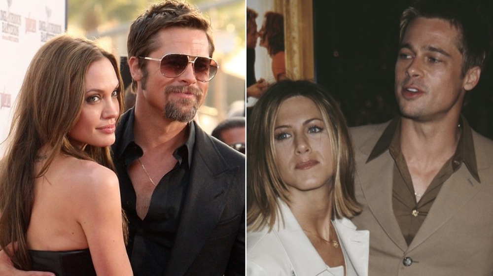 Angelina Jolie and Brad Pitt at the premiere of Inglourious Basterds, Jennifer Aniston and Brad Pitt at the premiere of The Mexican