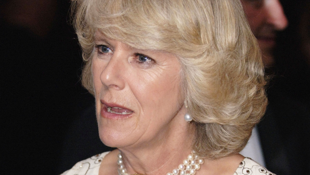 Camilla Duchess of Cornwall  with her mouth open