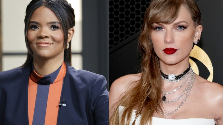 Taylor Swift and Candace Owens, both smirking