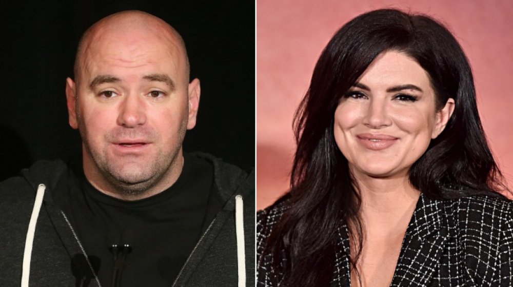 Dana White at the 2013 Winter Television Critics Association Press Tour; Gina Carano at Disney+ Global Press Day in 2019